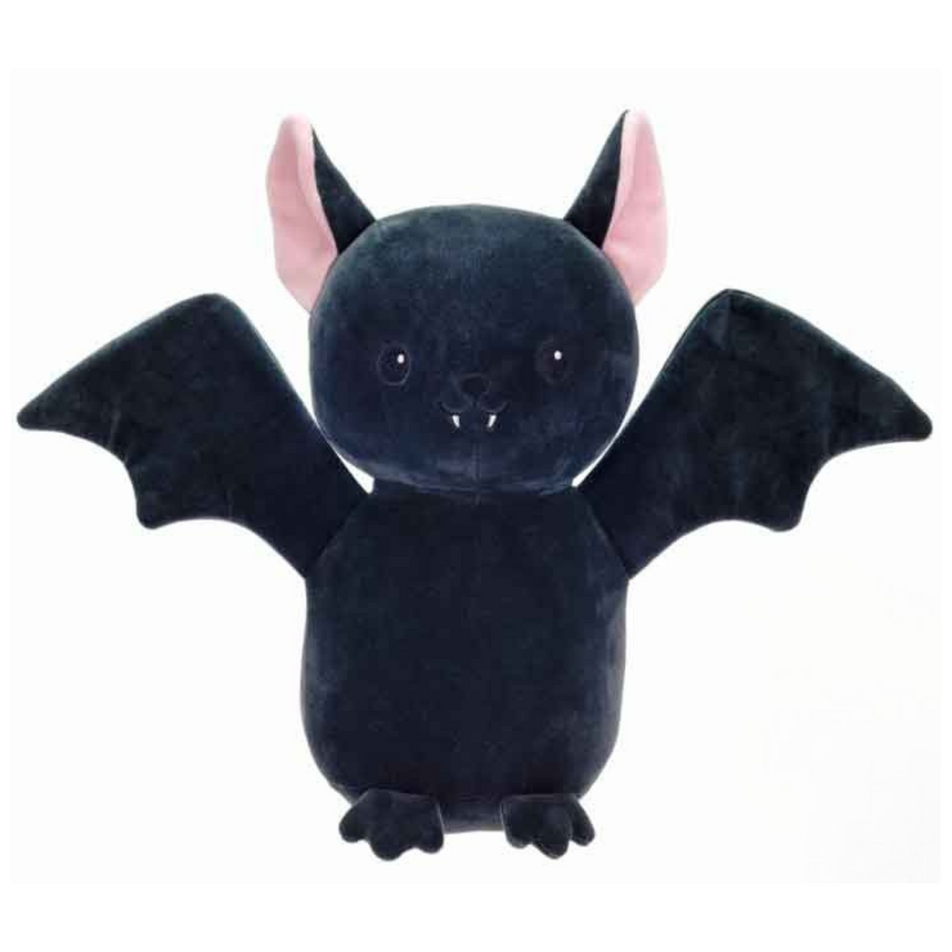 Large black bat plushie with fabric features