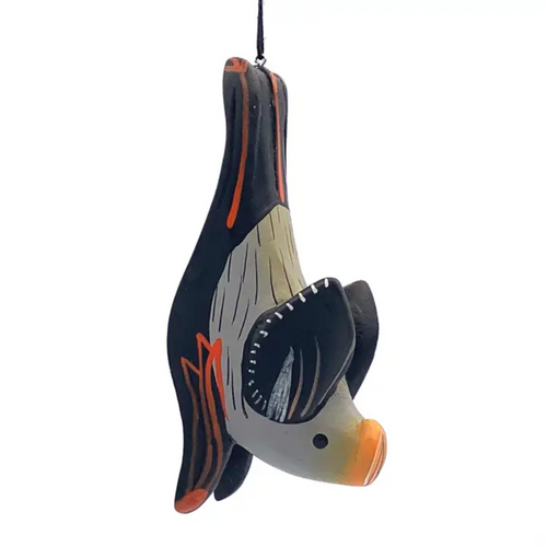 Balsa wood leaf-nosed bat ornament hand carved and painted with realistic detail