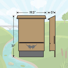 Illustration of Austin Batworks three-chamber with measurements and painted Wild Mustang
