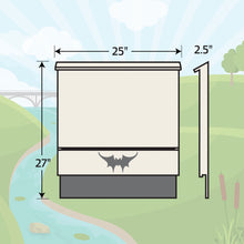 Illustration of Austin Batworks large single chambered bat house with measurements and painted the Region 4 color