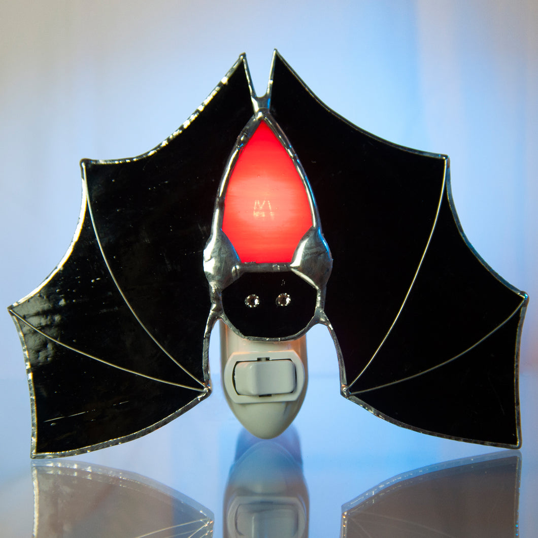 Batness Night Light: Black and Red Stained Glass