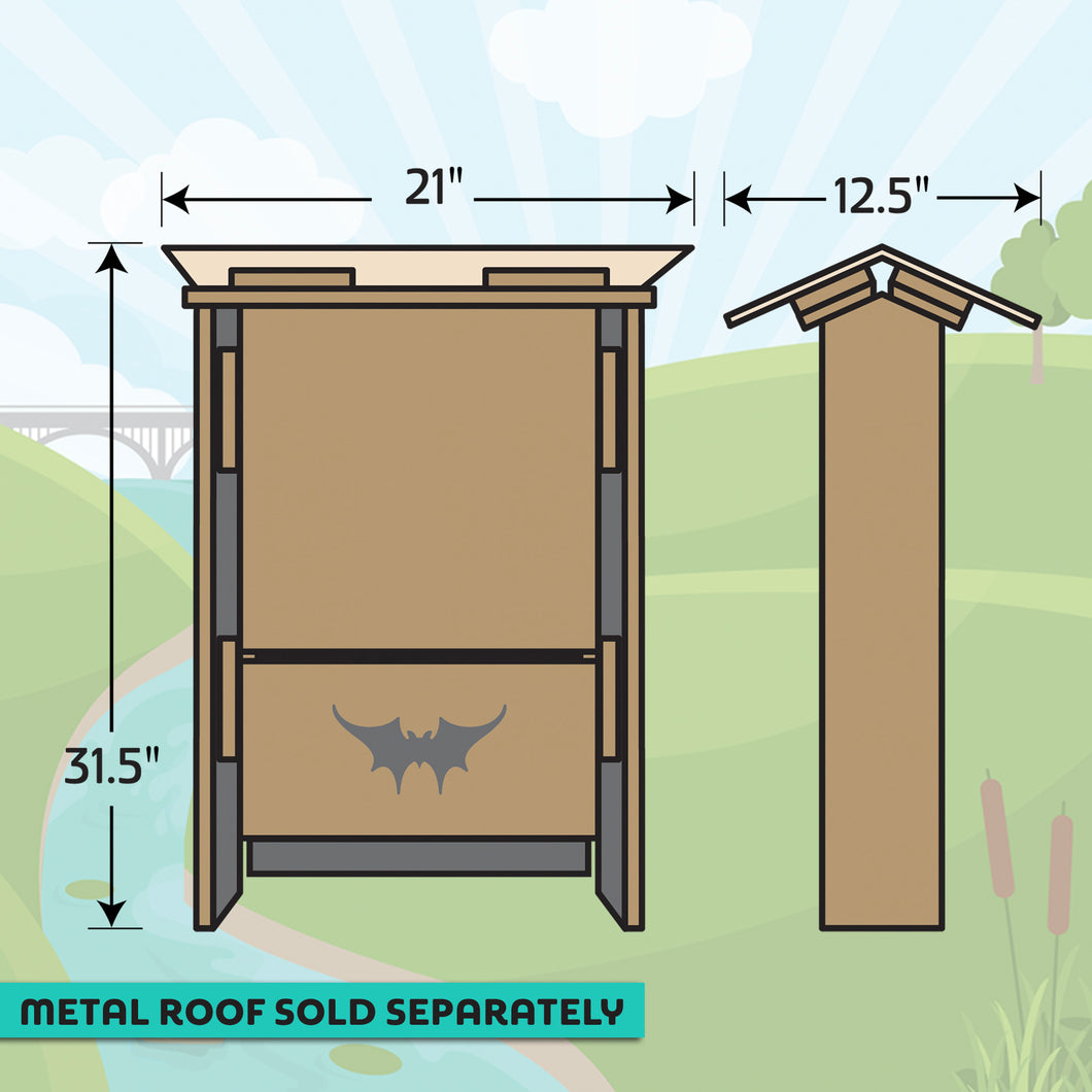 Illustration of Zent's Bat Condo with measurements and painted the Region 2 color.