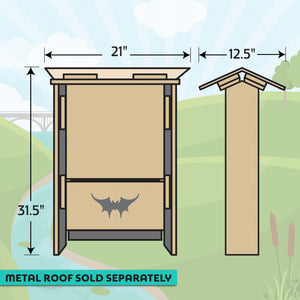 Illustration of Zent's Bat Condo with measurements and painted the Region 3 color.